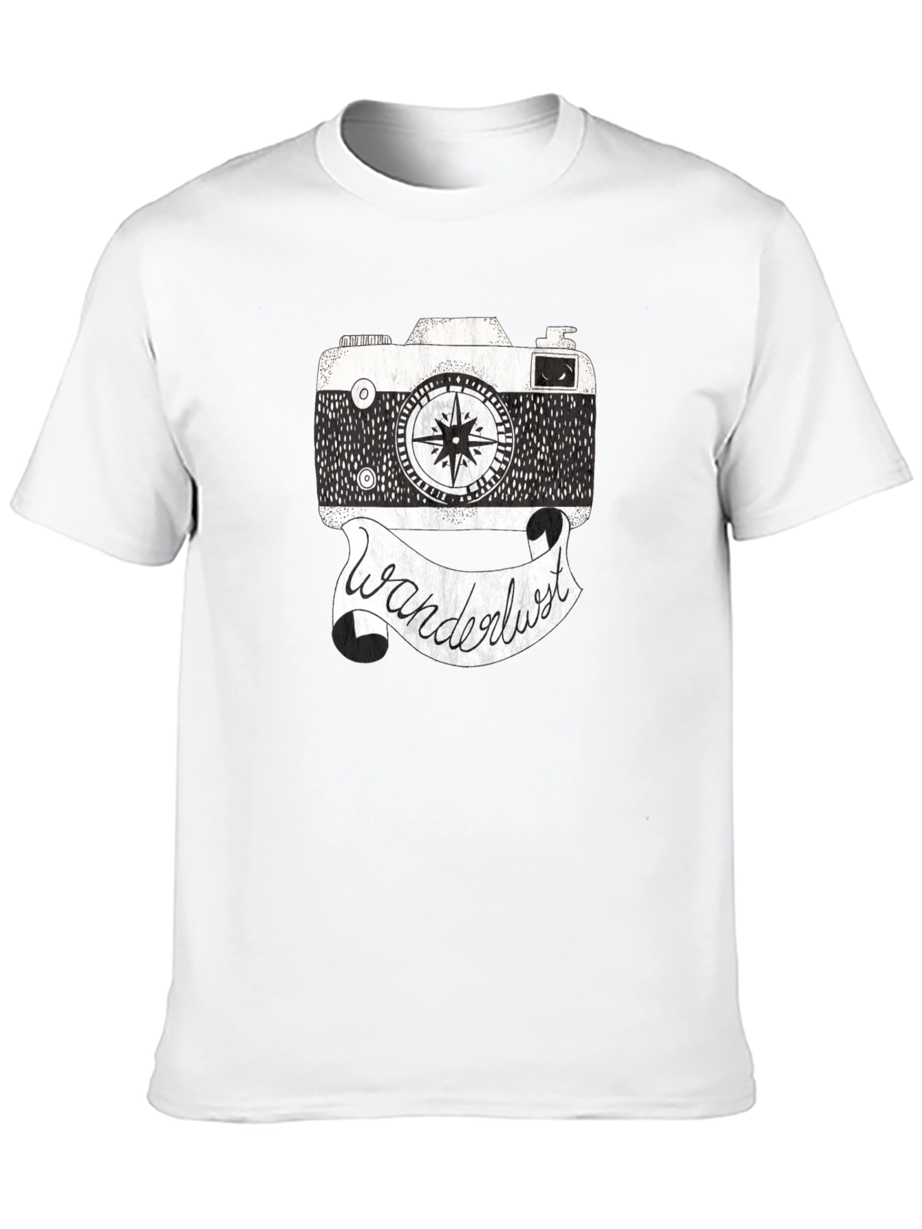 Wanderlust Camera Graphic Tee - Black Cotton Shirt