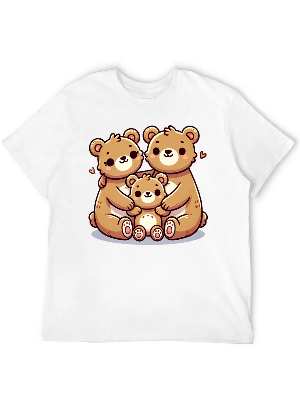Cute Bear Family Graphic Tee - Black