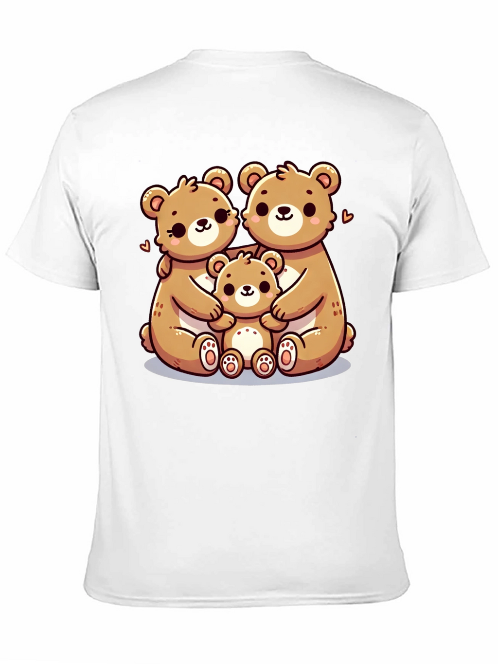 Cute Bear Family Graphic Tee - Black