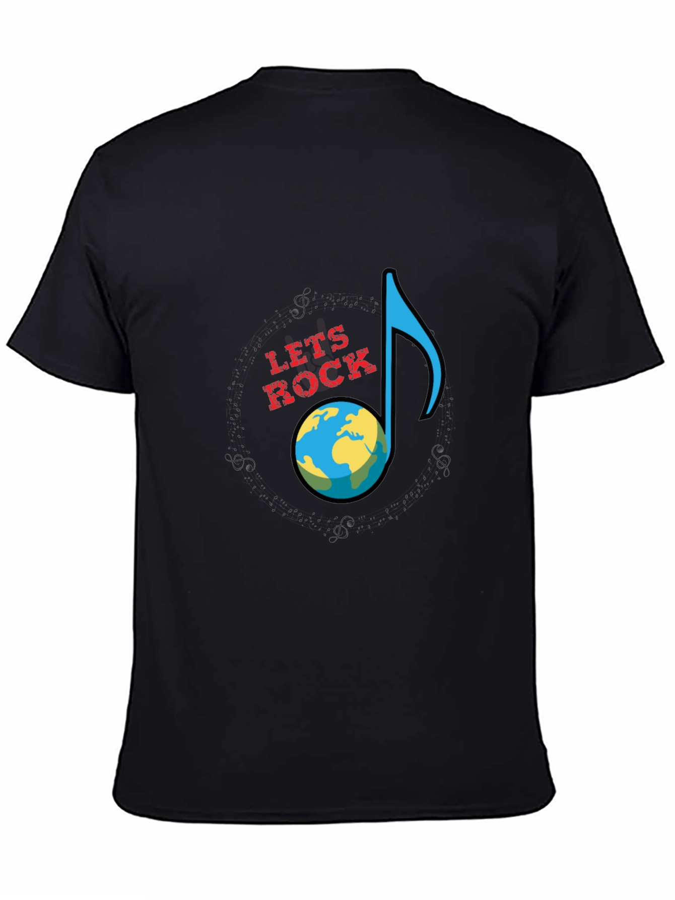 Lets Rock Planet Earth Graphic T-Shirt - Black