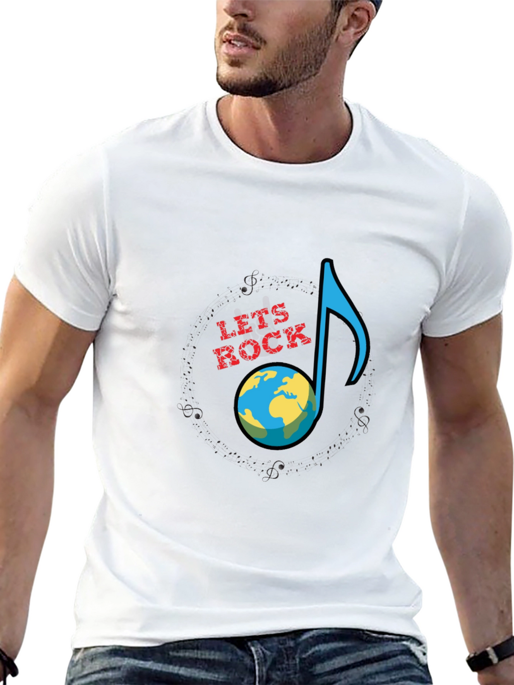 Lets Rock Planet Earth Graphic T-Shirt - Black