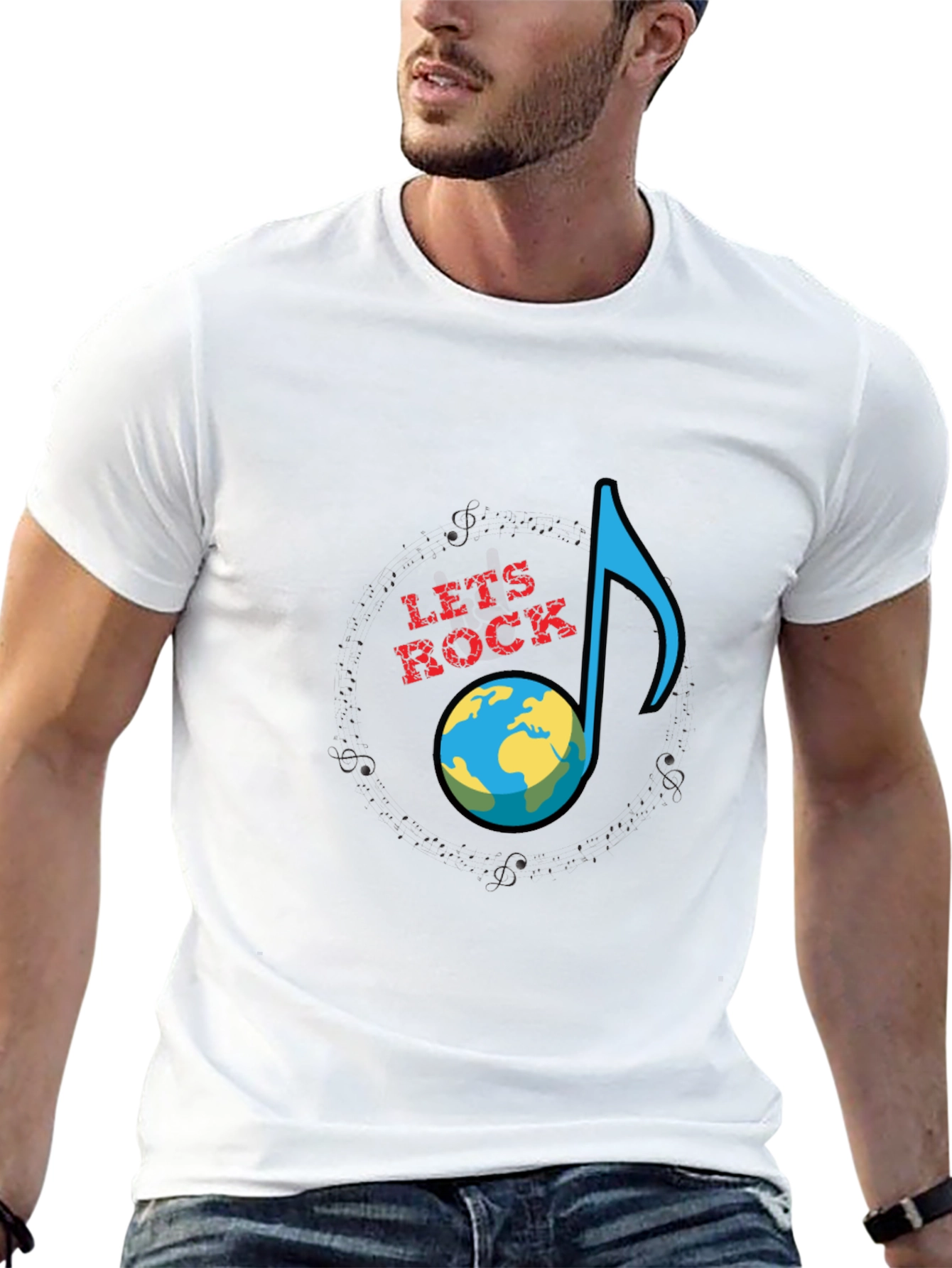 Lets Rock Planet Earth Graphic T-Shirt - Black