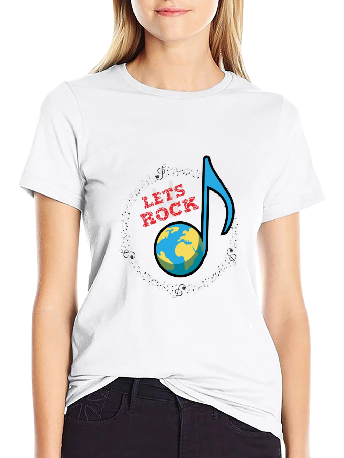 Lets Rock Planet Earth Graphic T-Shirt - Black