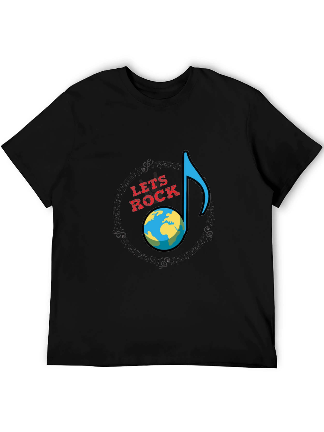 Lets Rock Planet Earth Graphic T-Shirt - Black