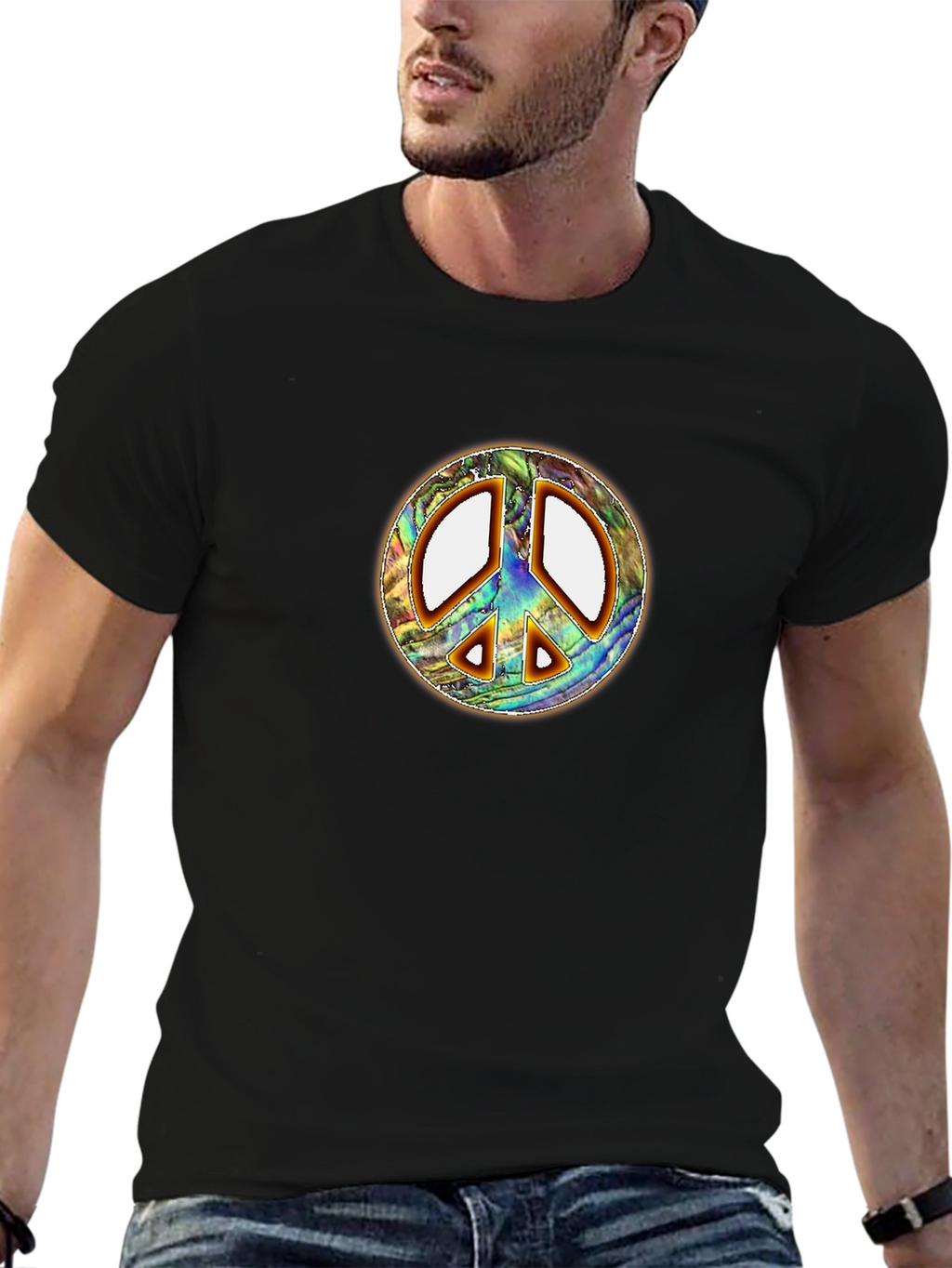 Retro Peace Sign T-Shirt - Groovy Abalone Design