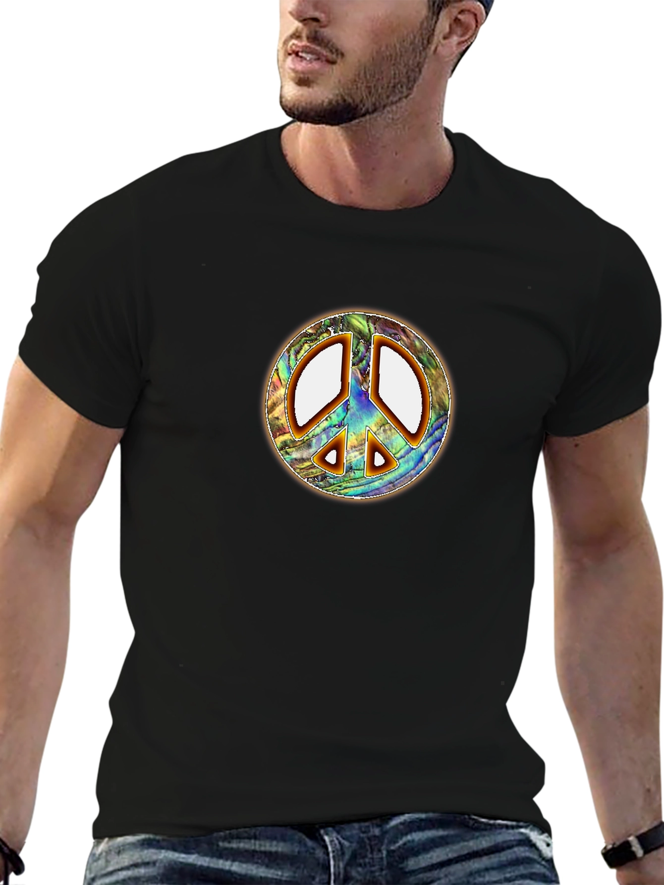 Retro Peace Sign T-Shirt - Groovy Abalone Design