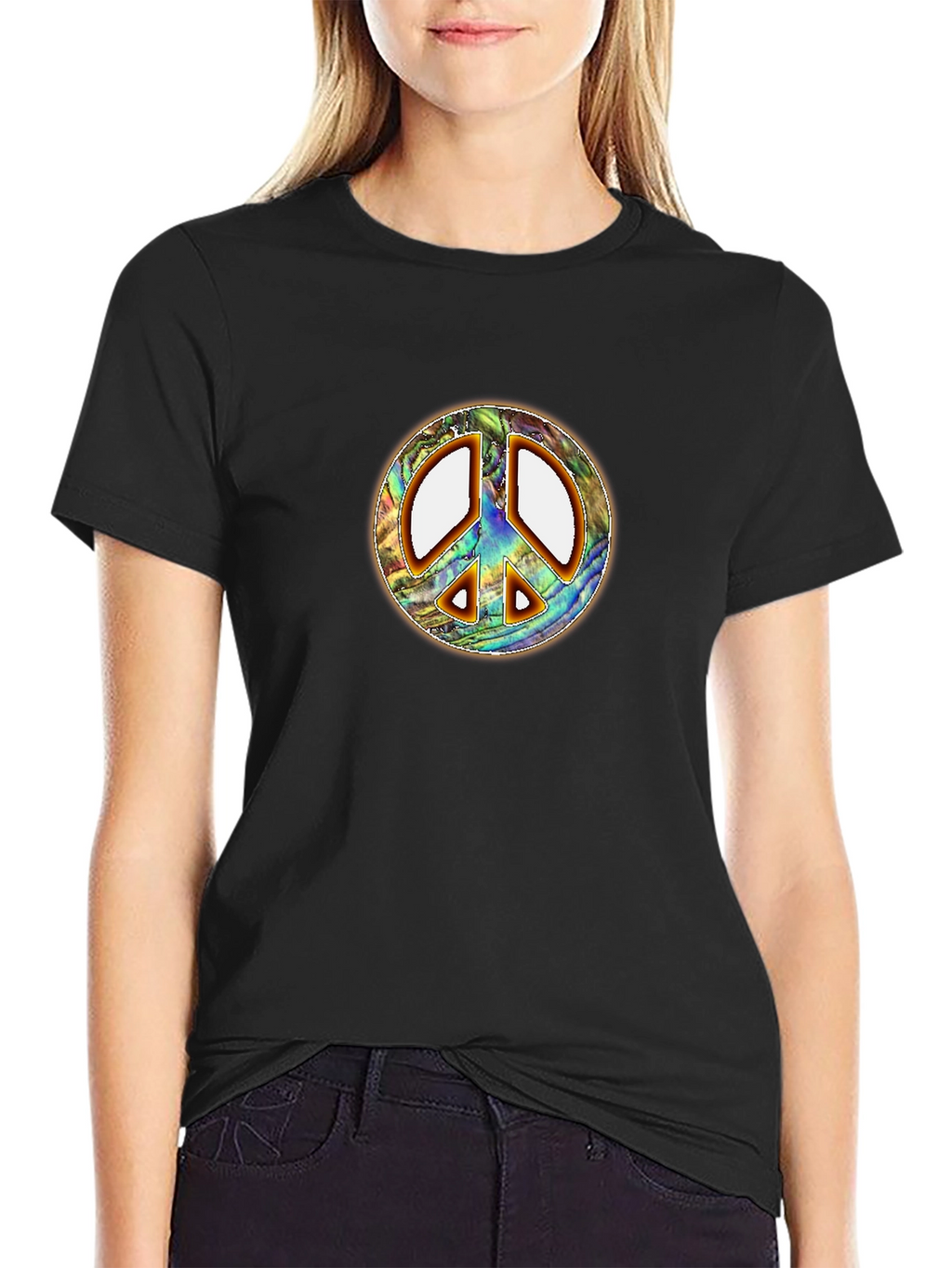 Retro Peace Sign T-Shirt - Groovy Abalone Design