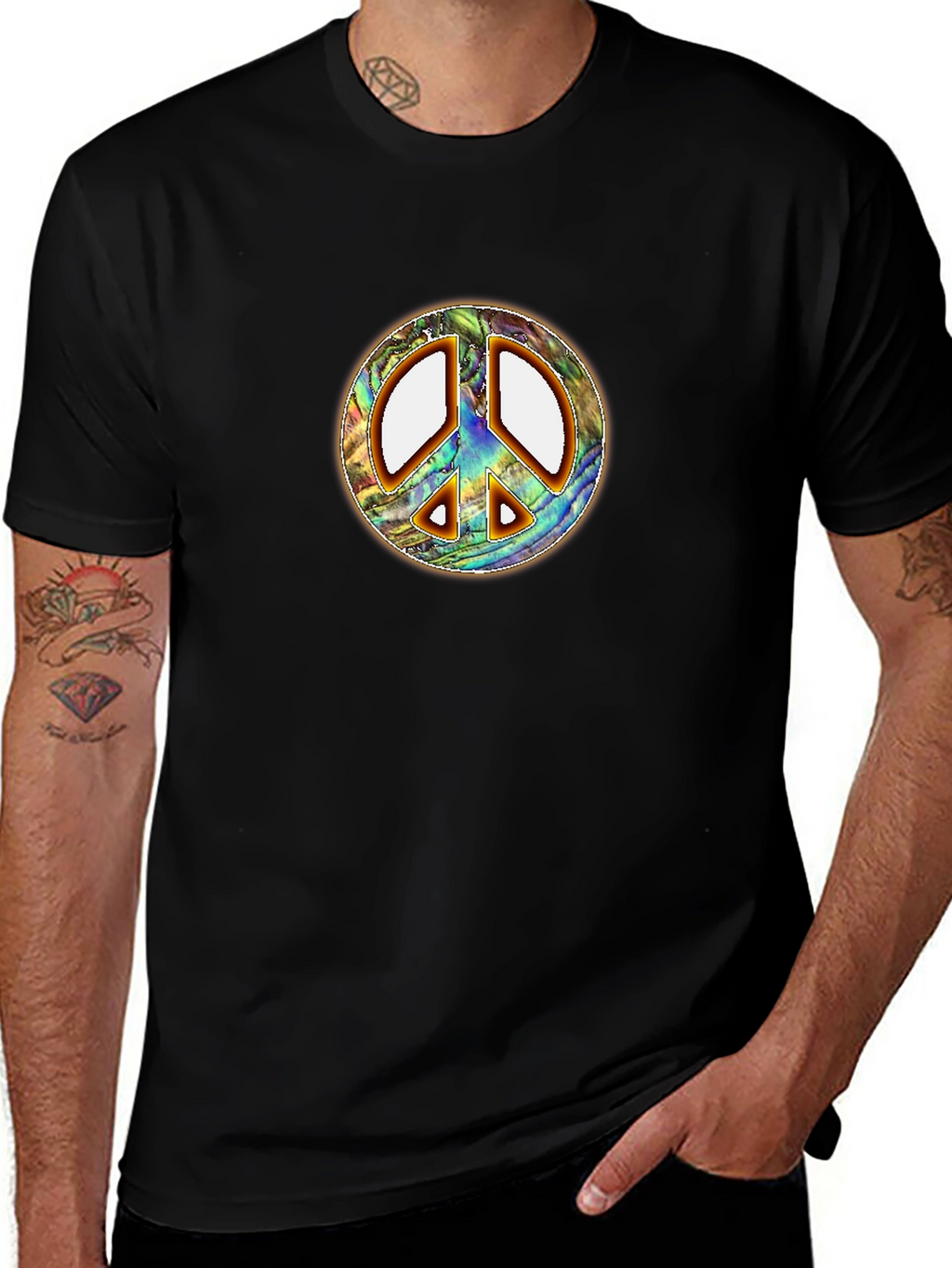 Retro Peace Sign T-Shirt - Groovy Abalone Design