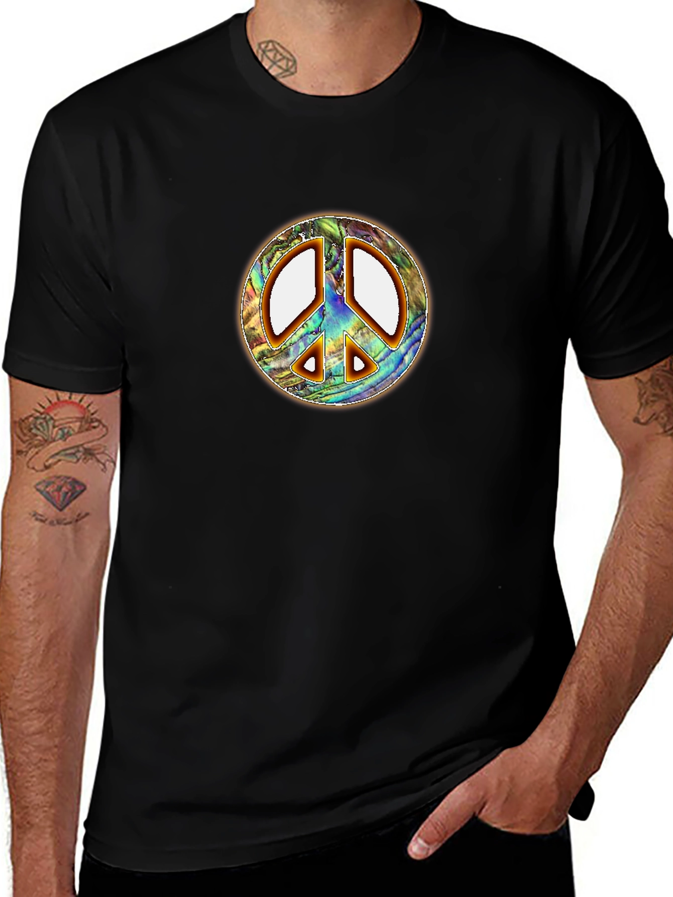 Retro Peace Sign T-Shirt - Groovy Abalone Design