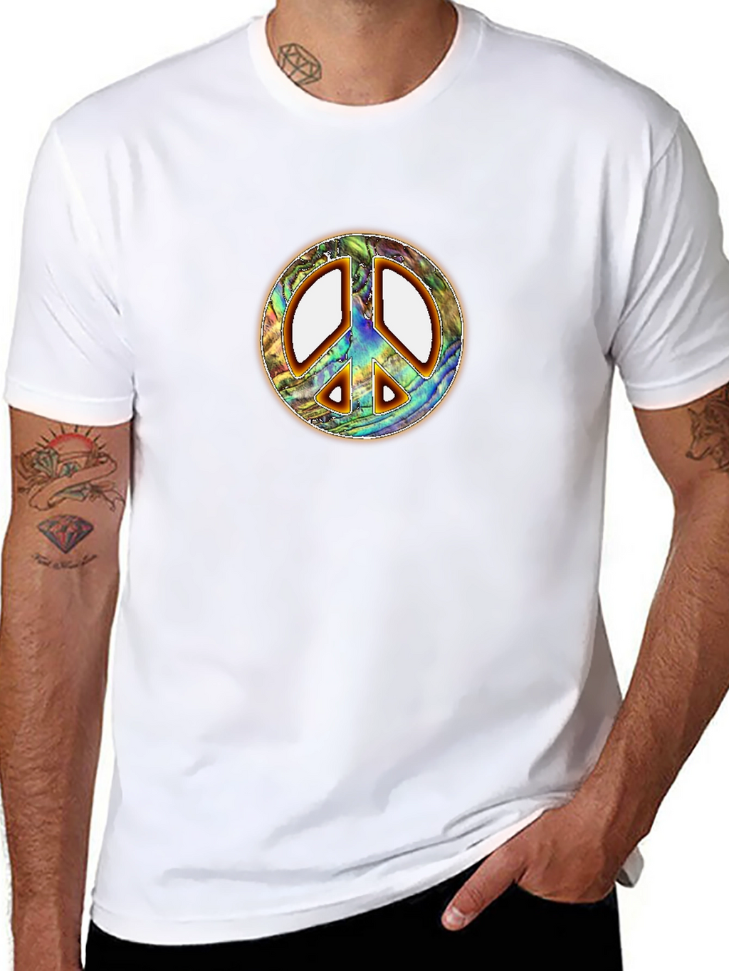 Retro Peace Sign T-Shirt - Groovy Abalone Design