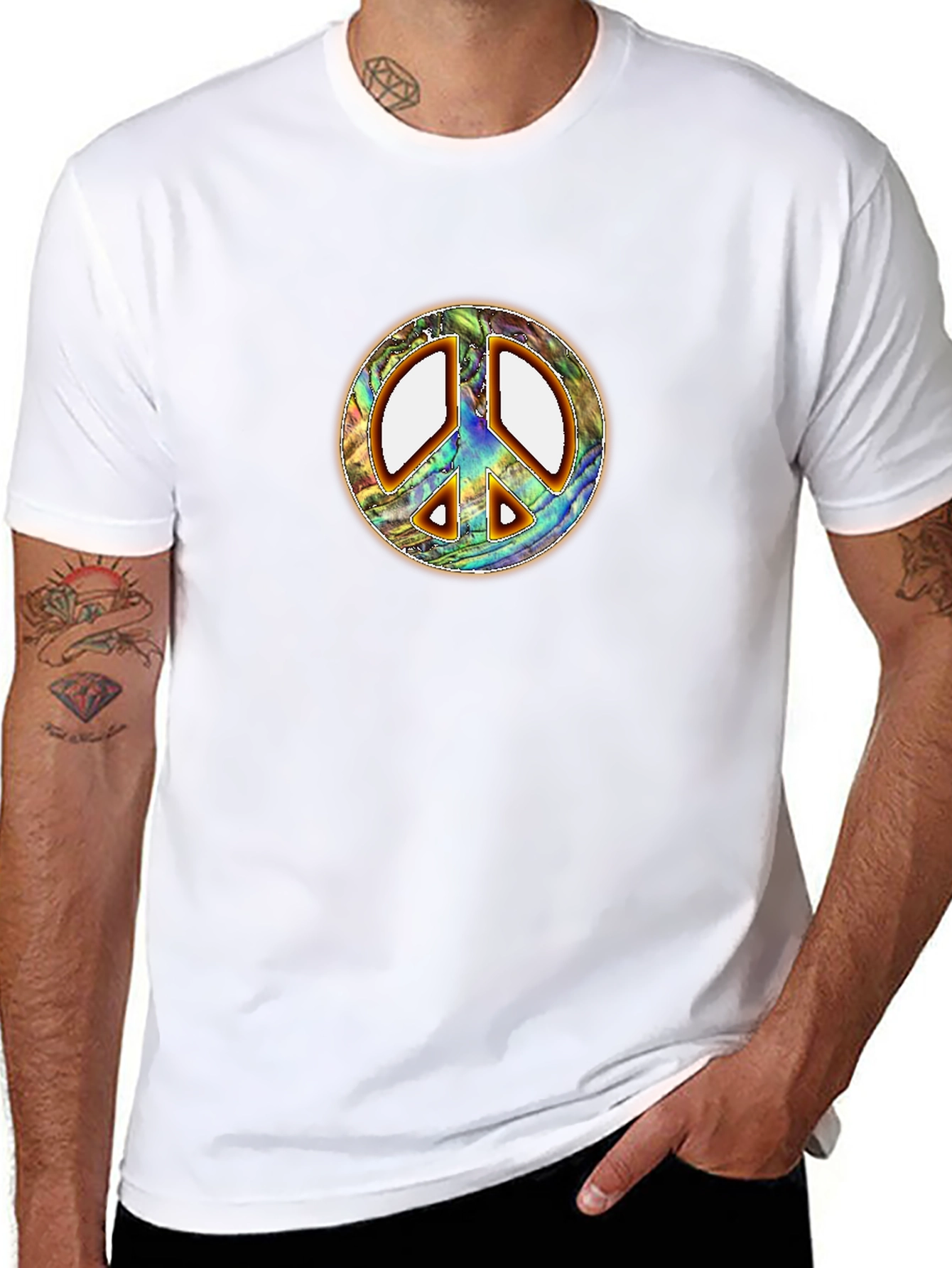 Retro Peace Sign T-Shirt - Groovy Abalone Design