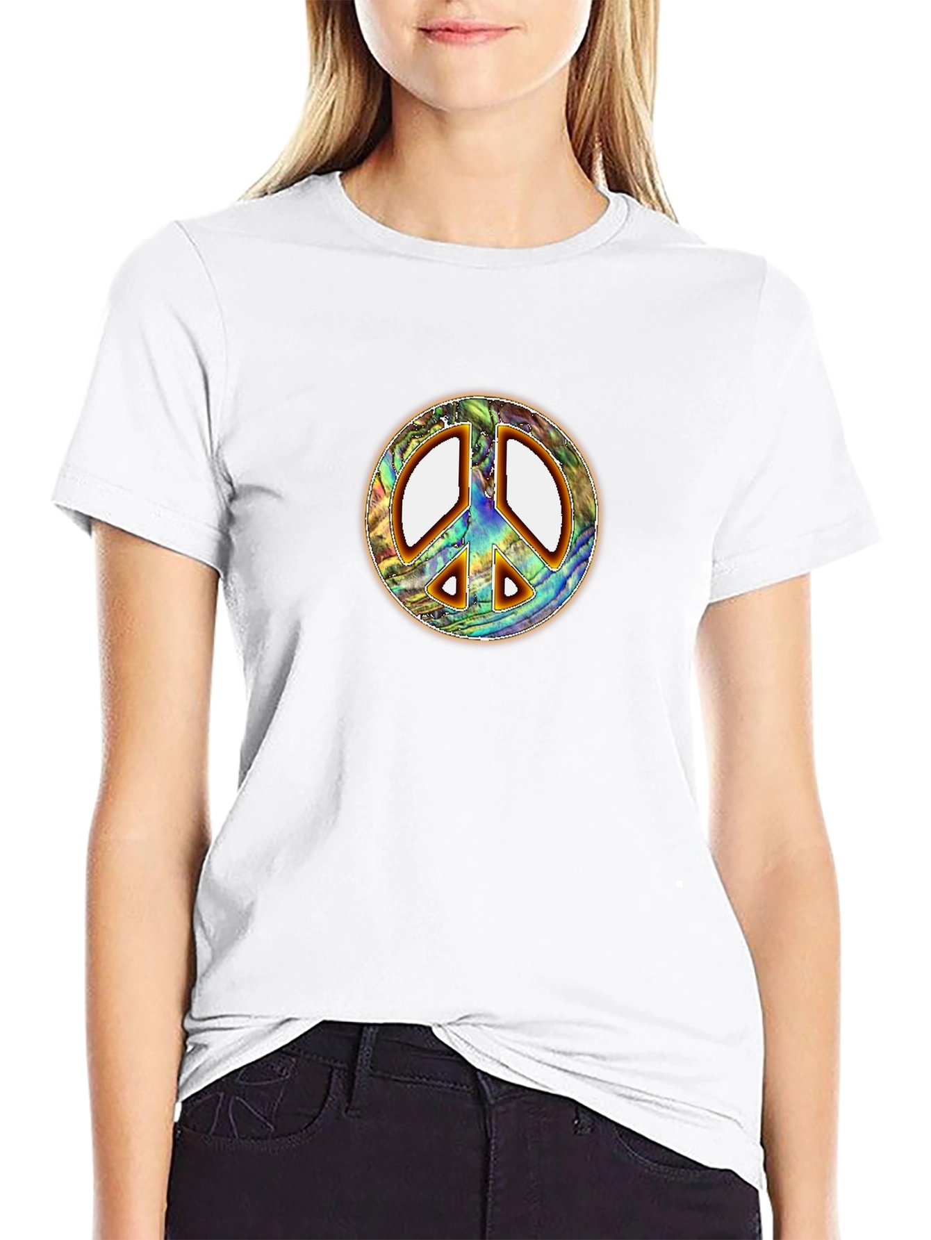 Retro Peace Sign T-Shirt - Groovy Abalone Design